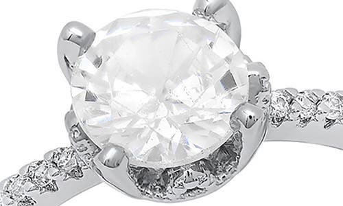 Hmy Jewelry 18k White Gold Plated Simulated Diamond Ring In Metallic
