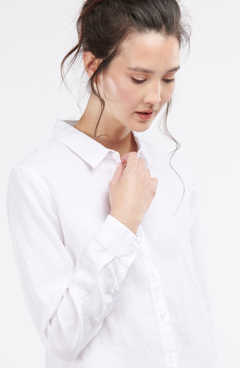 Barbour Marine Linen Button-Up Shirt, Alternate, color, White