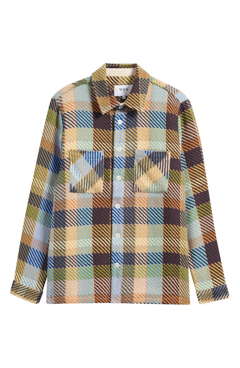 Wax London Whiting Pike Check Recycled Cotton Blend Overshirt, Main, color, Khaki / Multi