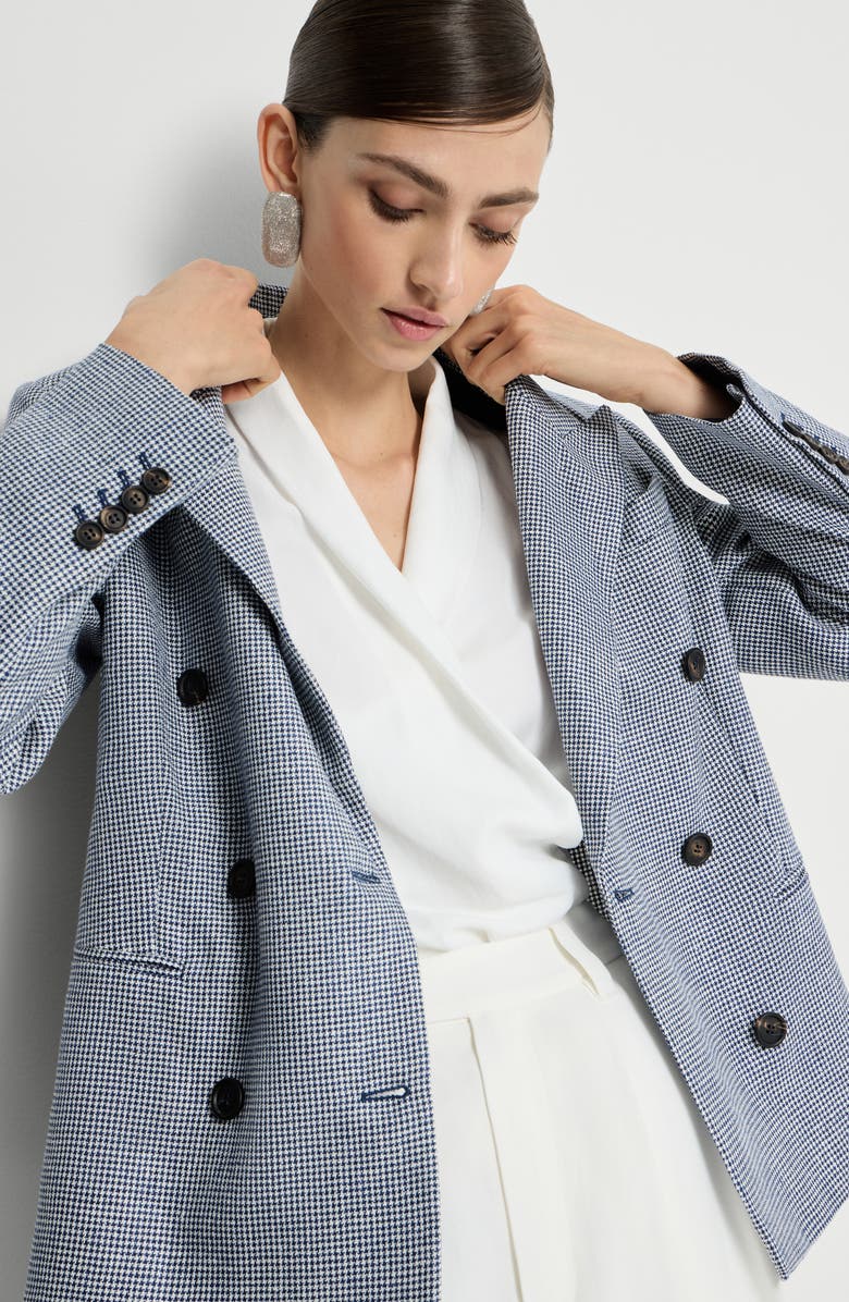 Brunello Cucinelli Houndstooth blazer, Alternate, color, Blue