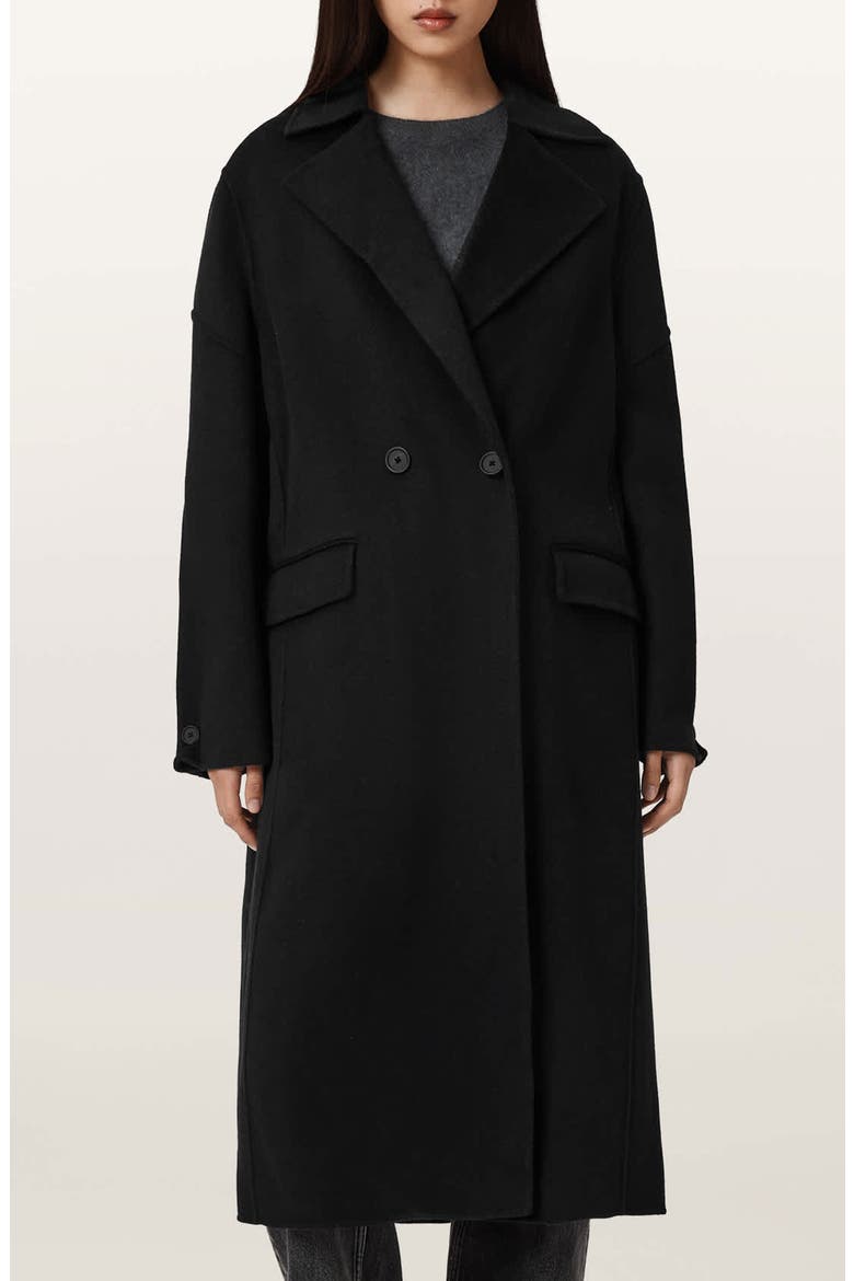 Sellma Double Breasted Wool Blend Coat, Main, color, BLACK