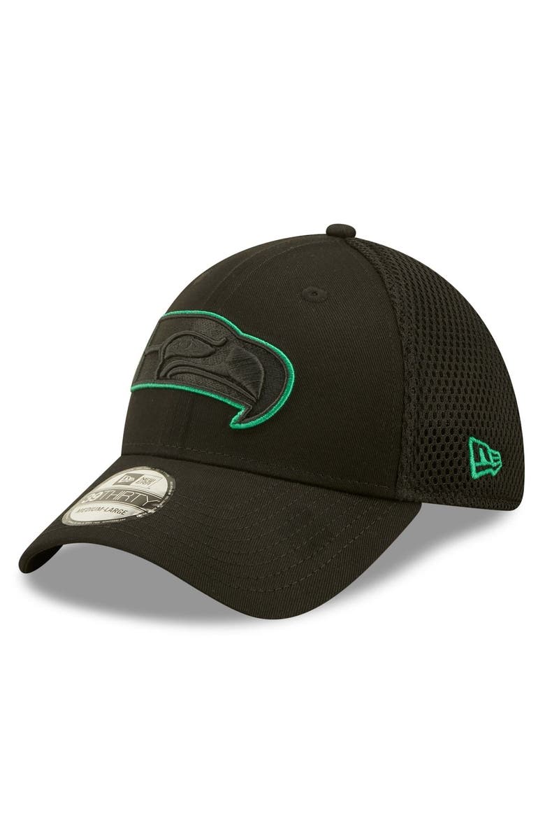 New Era Men's New Era Black Seattle Seahawks Team Neo 39THIRTY Flex Hat, Main, color,