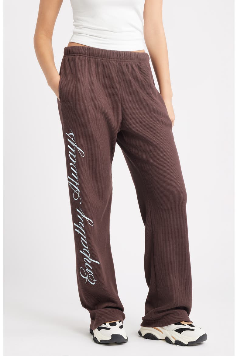 Empathy Always Waffle Knit Pants, Main, color, BROWN