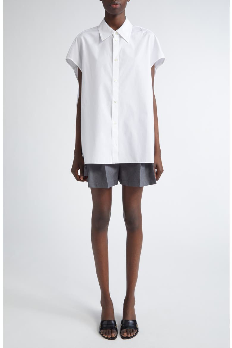 Embroidered Logo Sleeveless Cotton Poplin Cocoon Shirt, Alternate, color, LILY/ WHITE