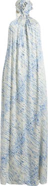 Elan Stripe Cover-Up Halter Maxi Dress