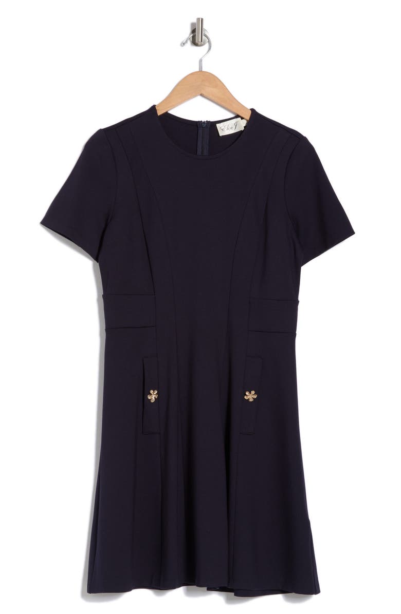 Eliza J Short Sleeve Pocket Fit & Flare Dress, Alternate, color,