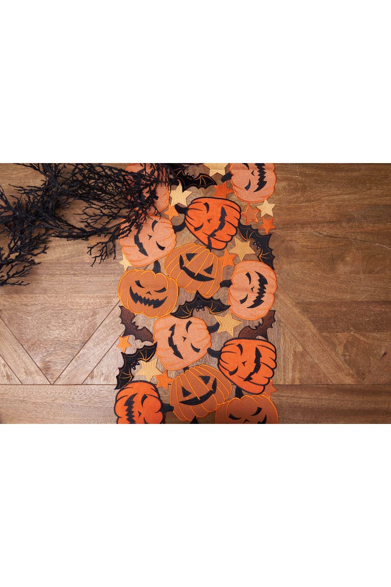 Jack O' Lantern & Bat Table Runner 14" x 68", Alternate, color, Orange