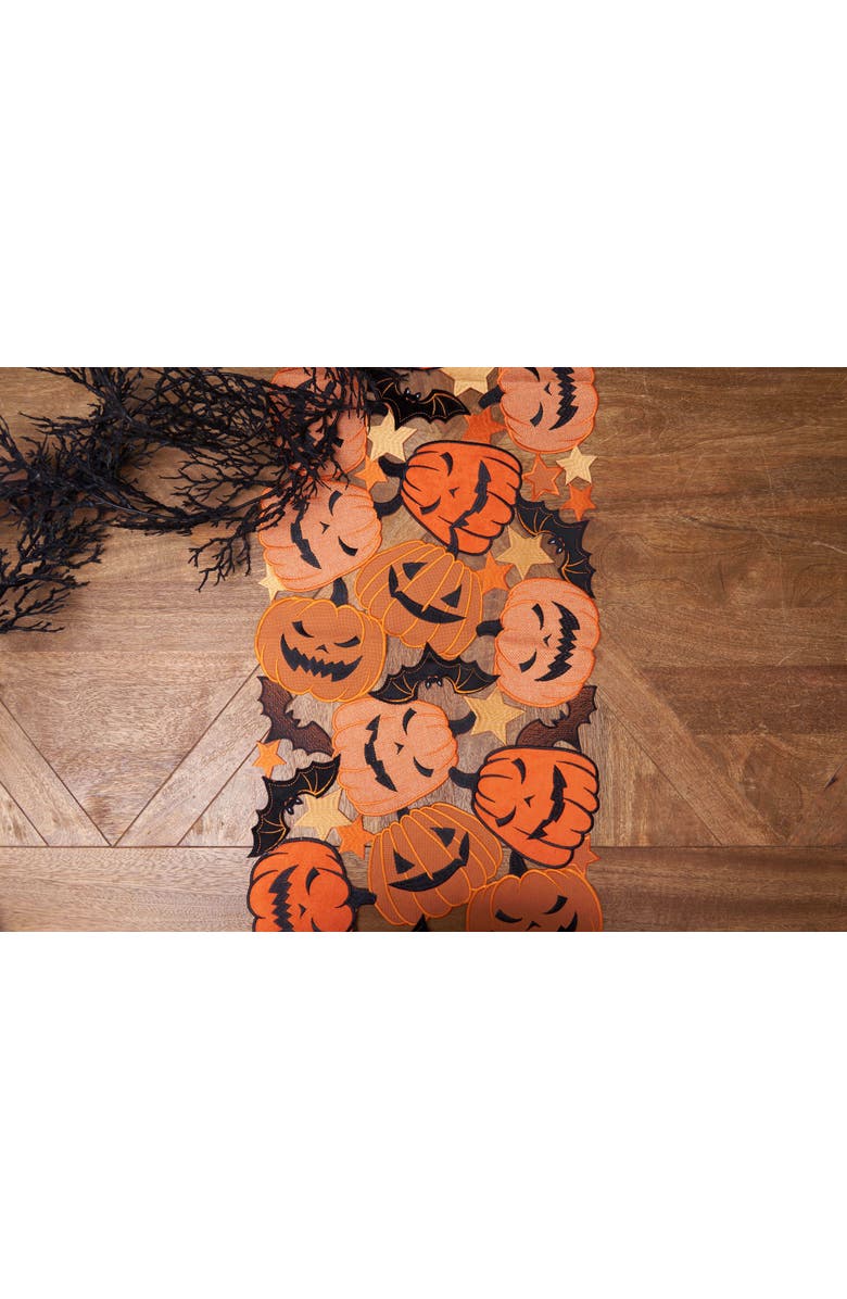 C&F Home Jack O' Lantern & Bat Table Runner 14" x 68", Alternate, color, Orange