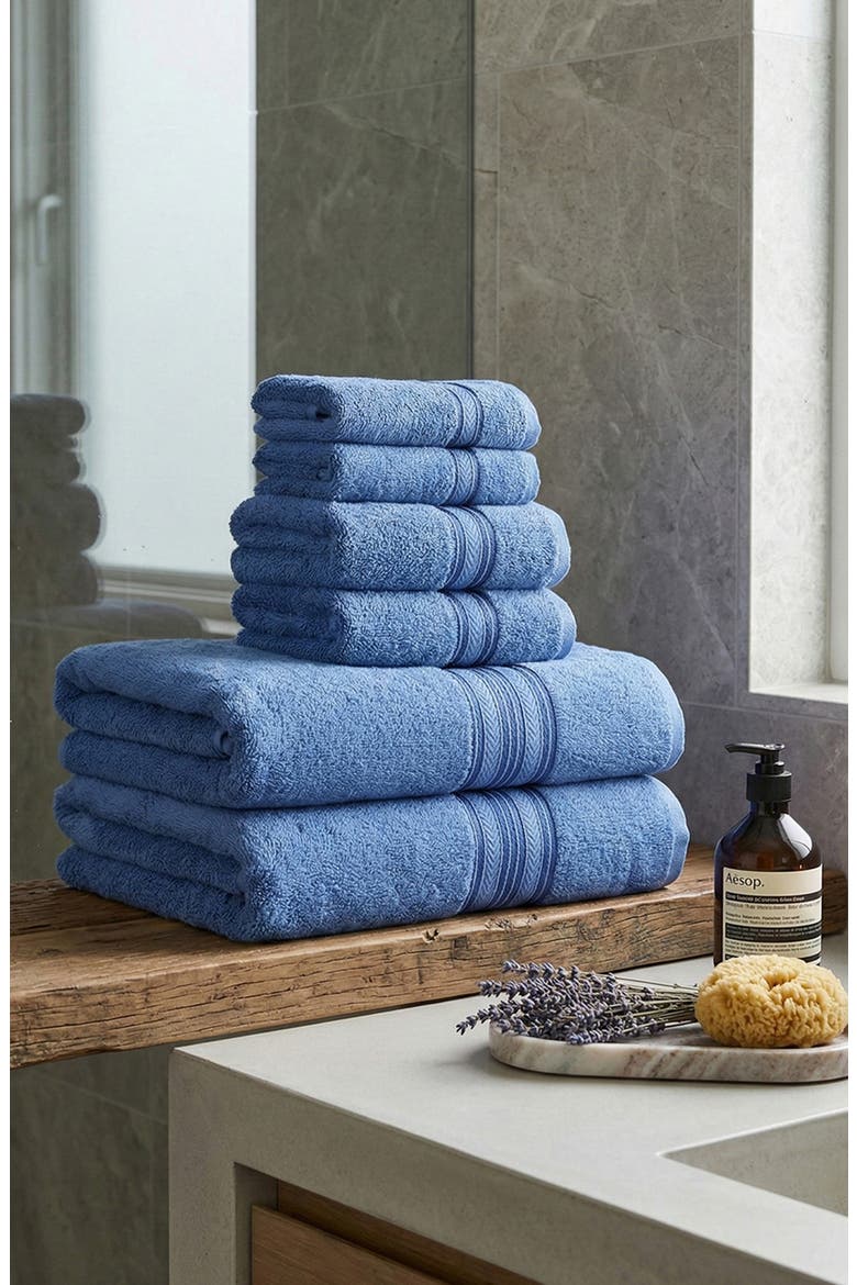 6-Piece Cotton Towel Set, Alternate, color, BLUE