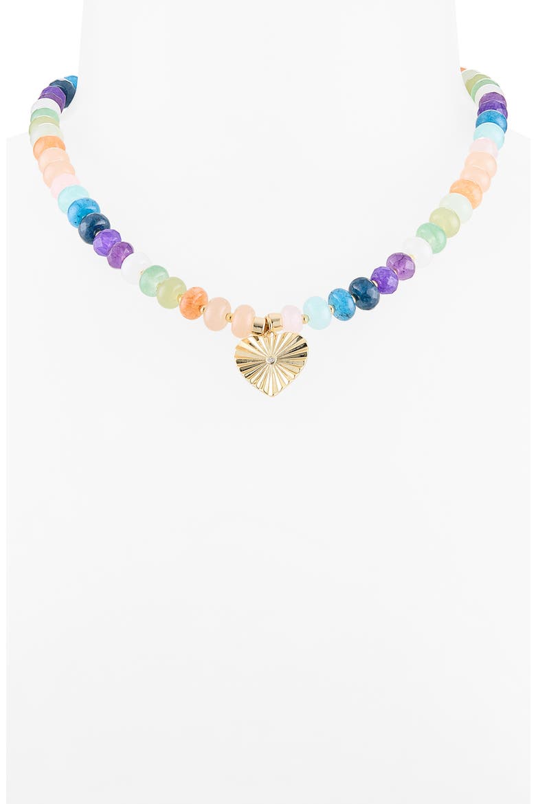 Semi-Precious Bead Heart Pendant Necklace, Alternate, color, RAINBOW MULTI