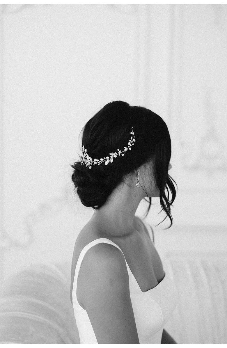 Untamed Petals Harlow Pearl and Crystal Hair Vine, Alternate, color, Gold