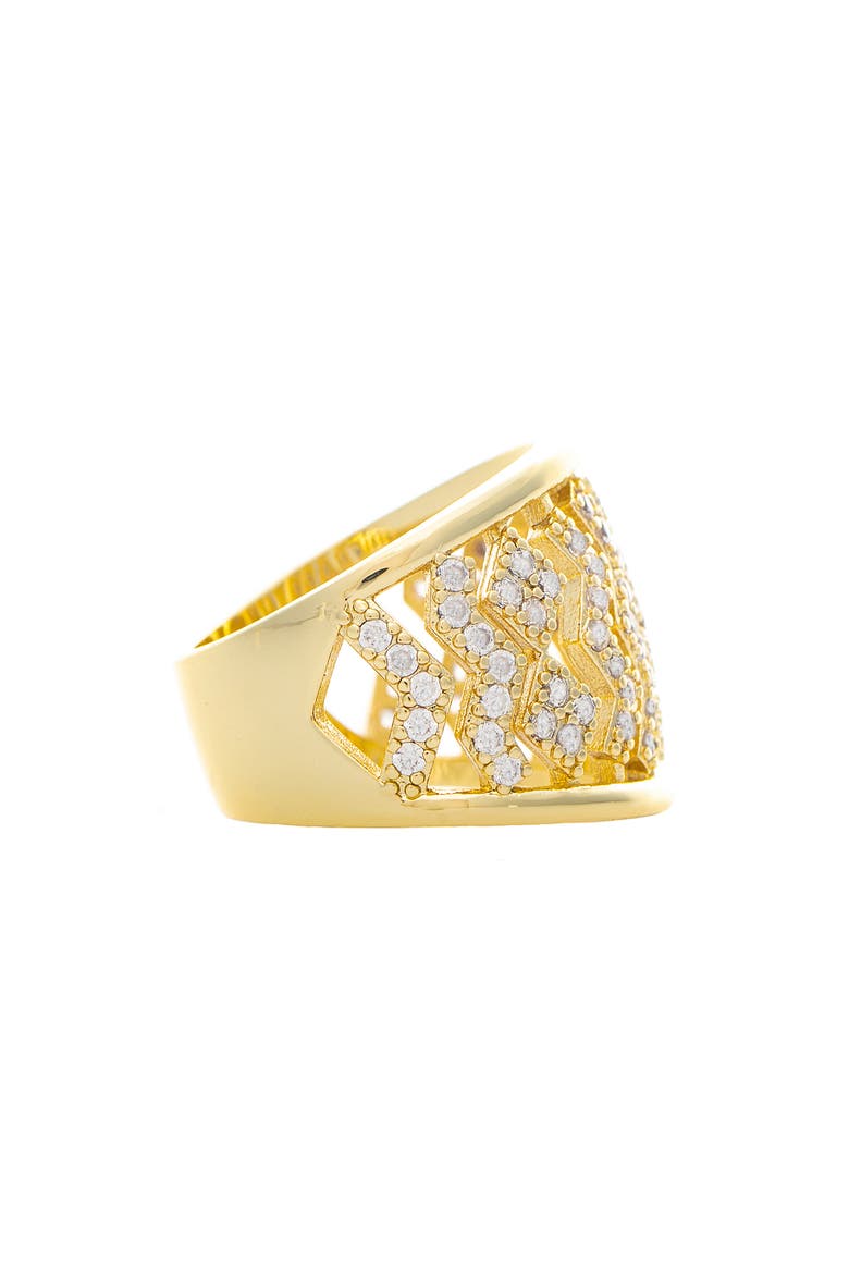 Cubic Zirconia Statement Ring, Alternate, color, GOLD / CZ