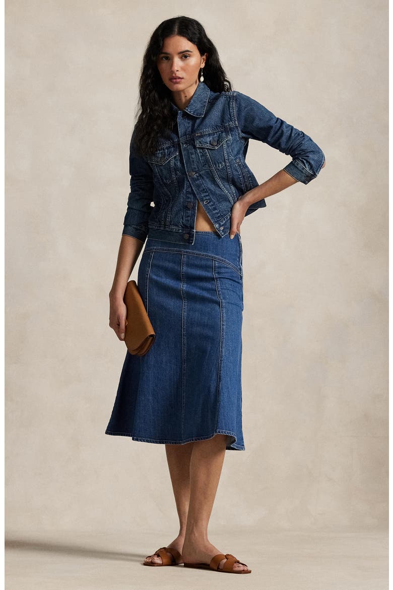 Polo Ralph Lauren Denim Paneled A-Line Skirt (Women) | Nordstrom