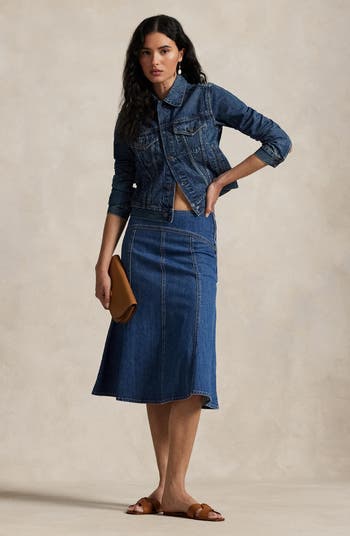 Louren vintagelike panel denim skirtローレン Louren vintagelike panel denim skirt