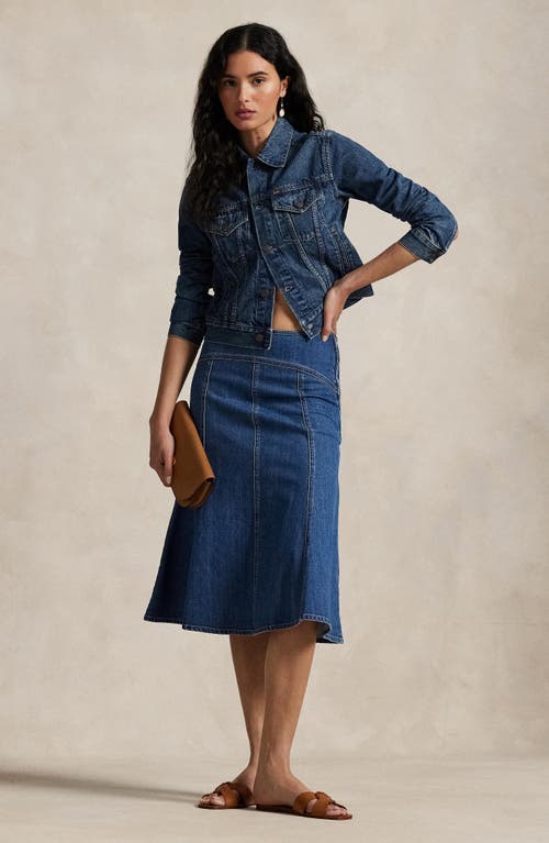 Shop Polo Ralph Lauren Denim Paneled A-line Skirt In Bostwich Wash