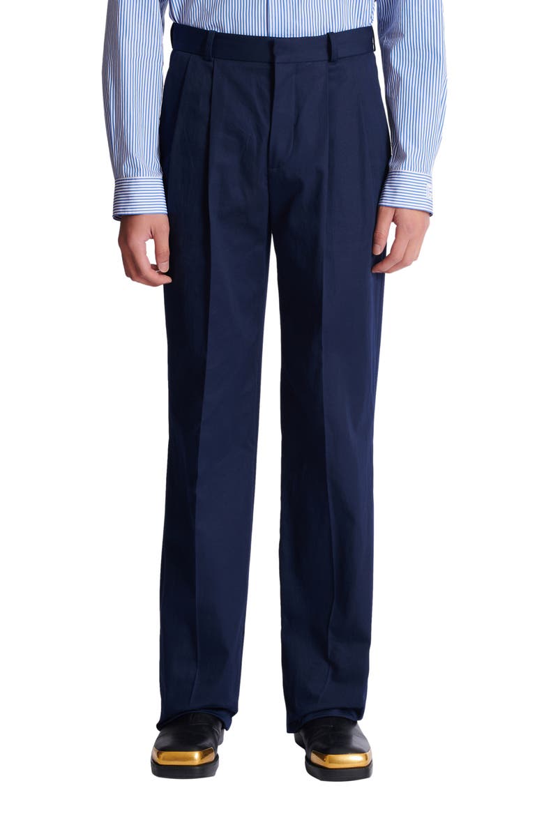 Balmain Darted trousers in cotton twill, Alternate, color, Navy