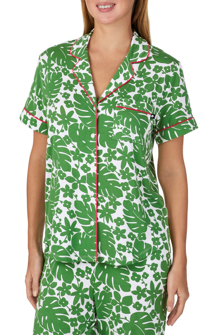 print crop pajamas, Alternate, color, GREEN FLORAL