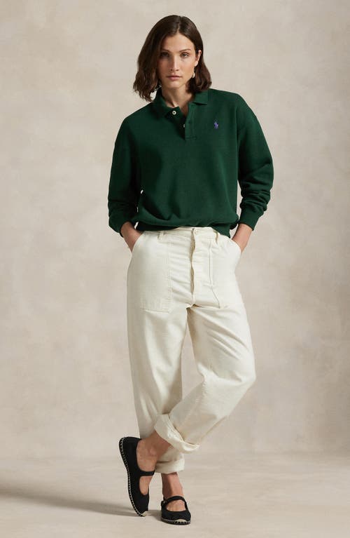 Polo Ralph Lauren Cotton Blend Fleece Polo Sweatshirt In Green