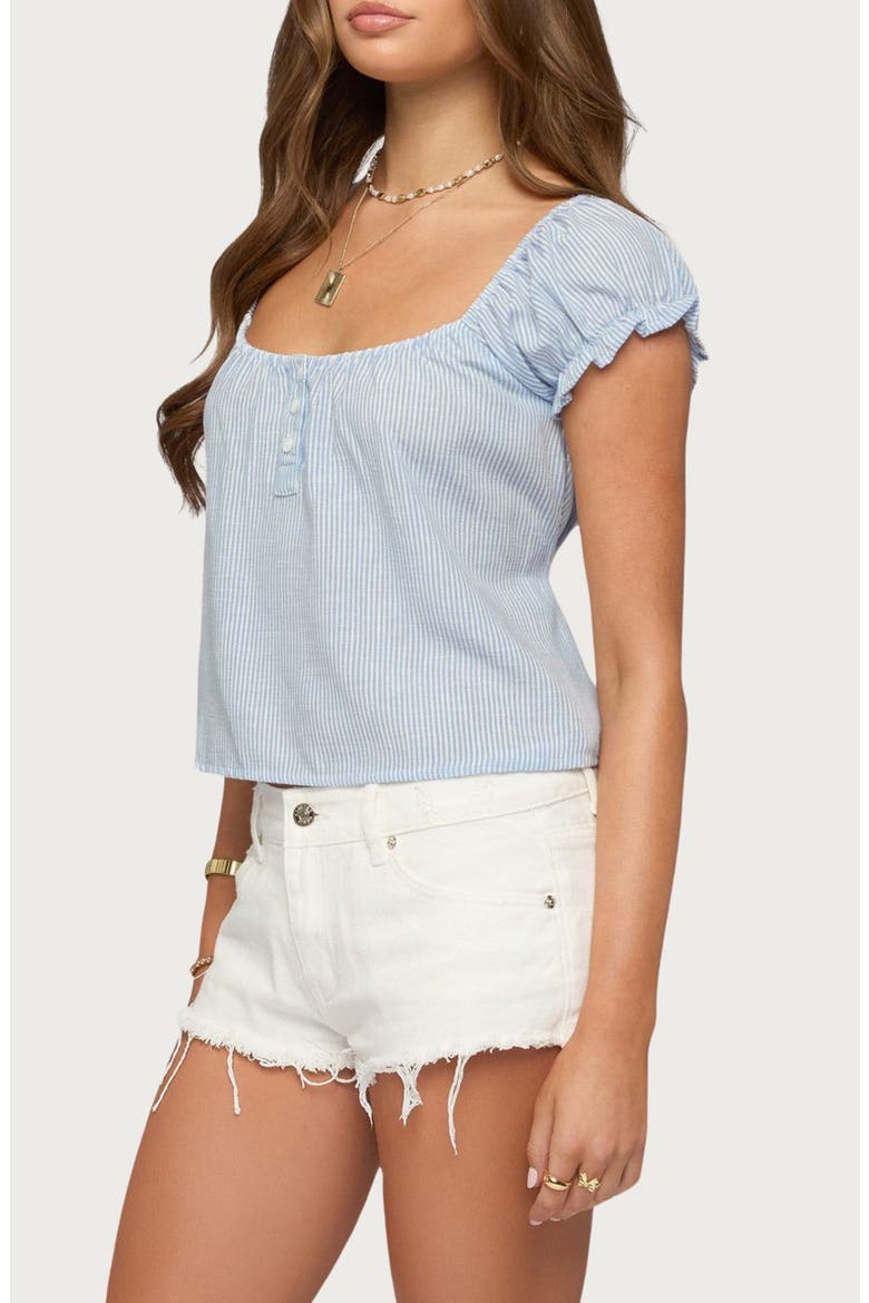 Rhory Pinstripe Puff Sleeve Top, Alternate, color, LIGHT-BLUE