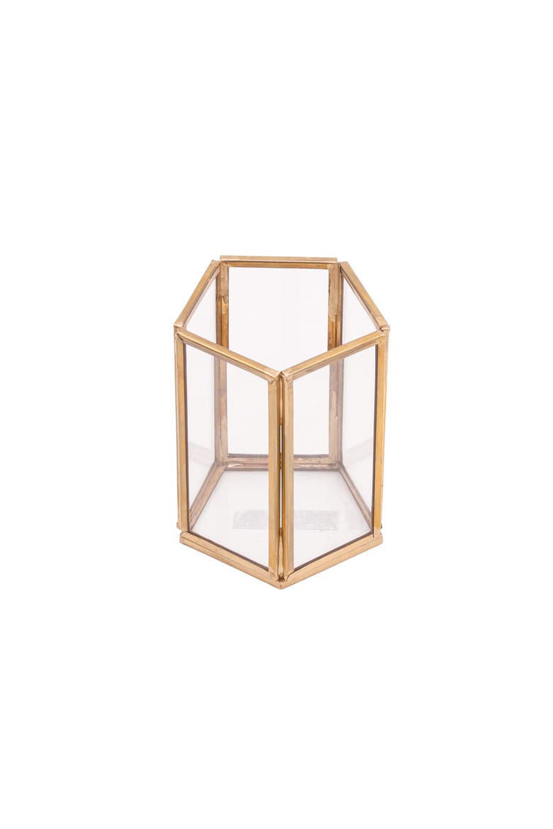 Luminary Taper Glass Candle Holder, Alternate, color, Gold