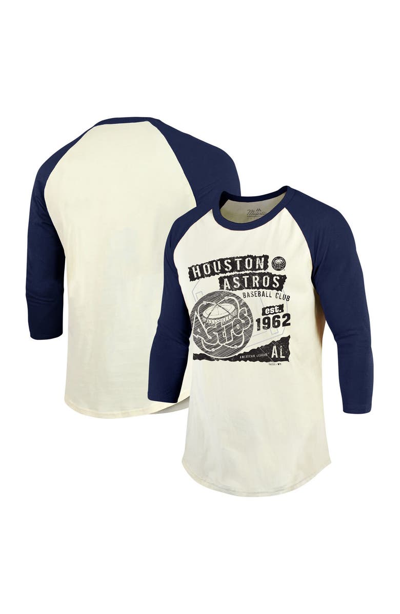 Majestic Threads Men's Majestic Threads Cream/Navy Houston Astros Raglan 3/4-Sleeve T-Shirt, Alternate, color, Cream