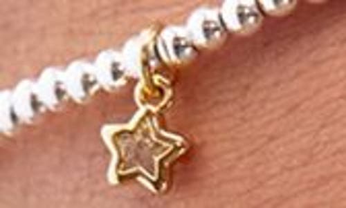 Estella Bartlett Sienna Cubic Zirconia Star Beaded Stretch Bracelet In Metallic