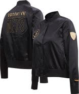 PRO STANDARD Women's Pro Standard Black Brooklyn Nets Glam Satin Full-Snap Varsity Jacket