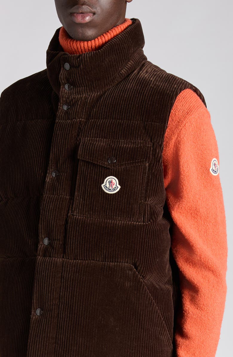 Moncler Agen Corduroy Down Vest, Alternate, color, Raisin