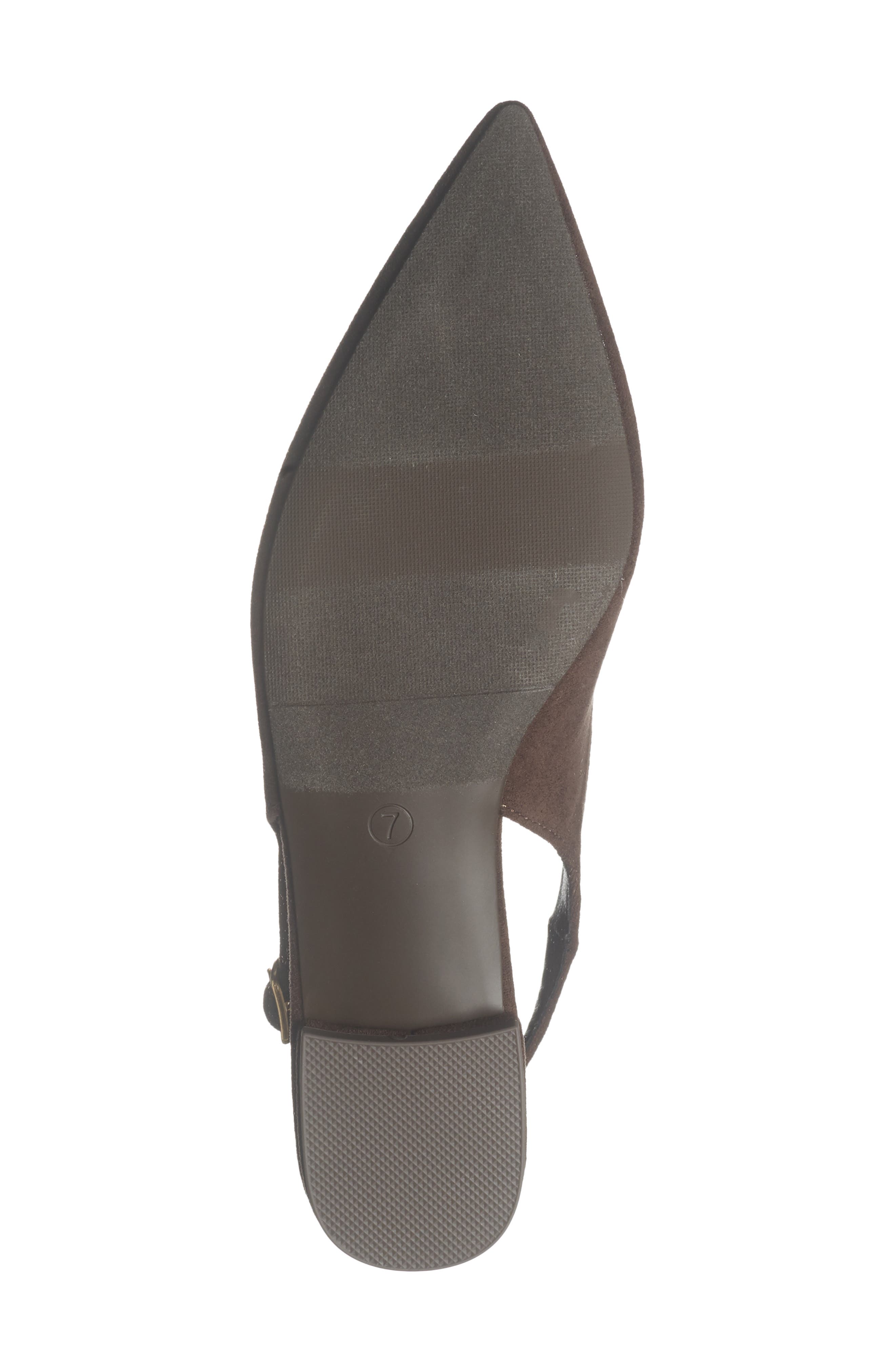 Empress Pointed Toe Slingback Flat, Alternate, color, BROWN FAUX SUEDE