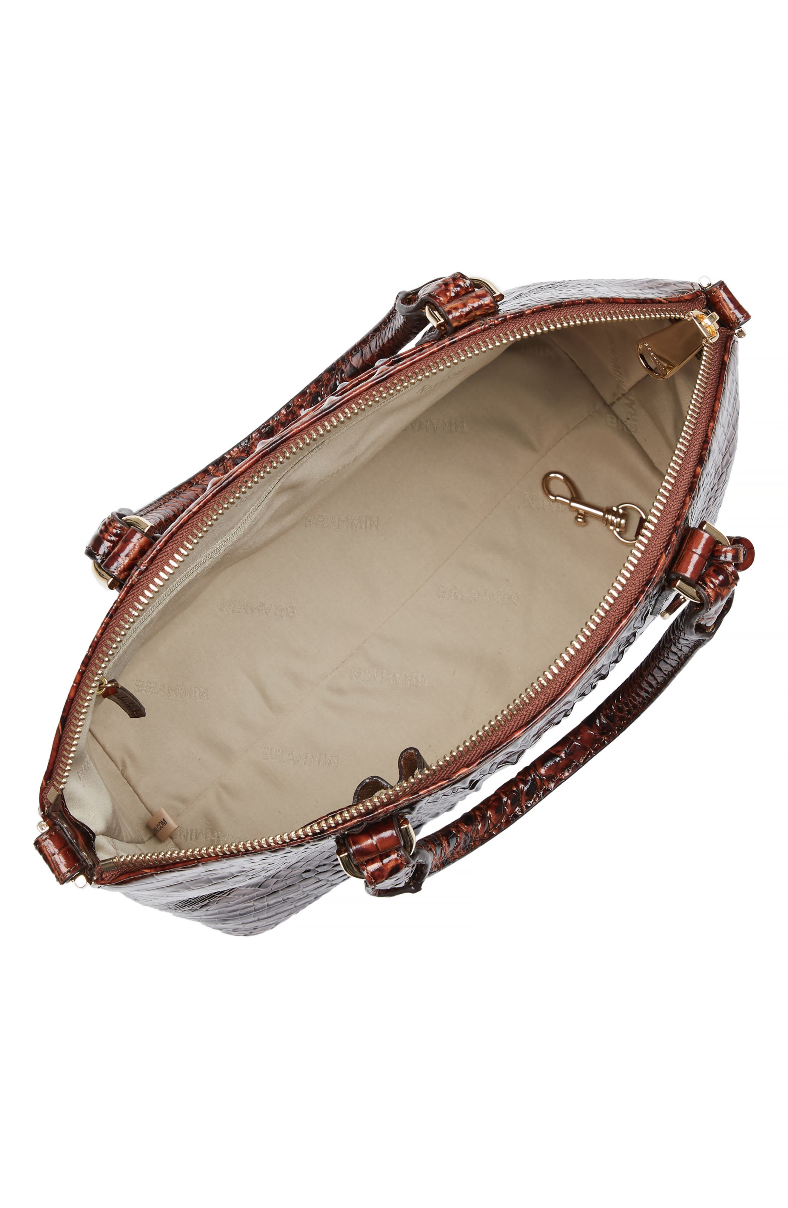 Brahmin Duxbury Croc Embossed Leather Satchel, Alternate, color, Dark Pecan