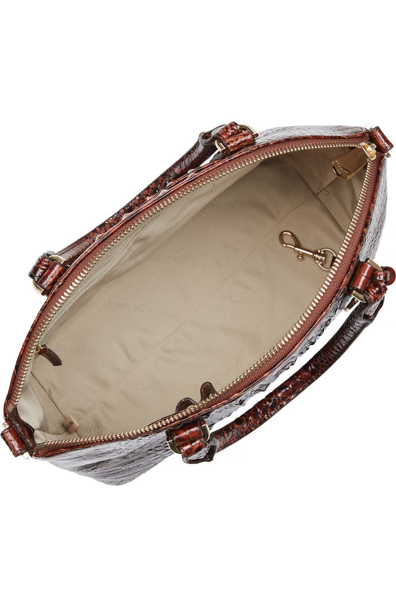 Brahmin Duxbury Croc Embossed Leather Satchel, Alternate, color, Dark Pecan