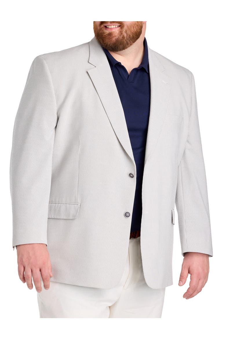Big & Tall  Striped Seersucker Sport Coat, Main, color, GREY