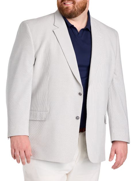 Big & Tall  Striped Seersucker Sport Coat