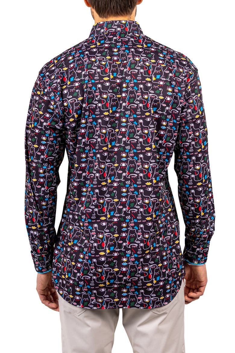 Fibonacci Stretch Ascension 3322 Contemporary Fit Button-Up Shirt, Alternate, color, BLACK