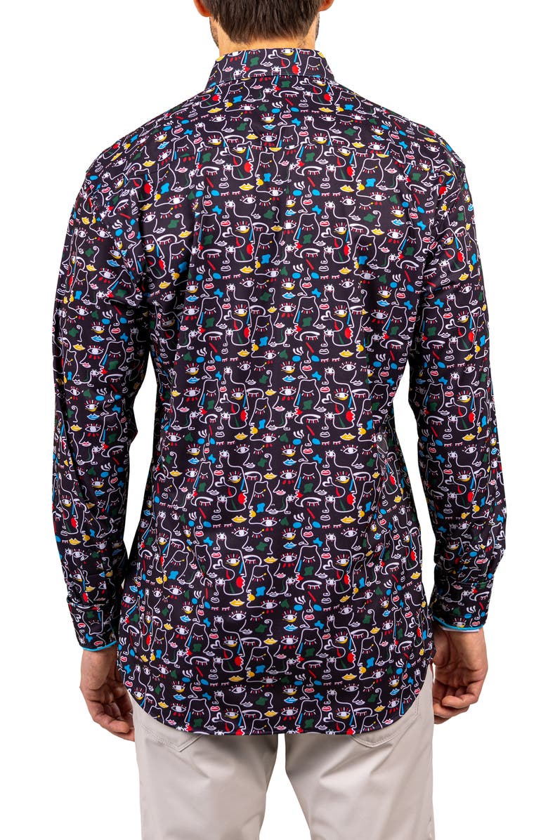 Maceoo Fibonacci Stretch Ascension 3322 Contemporary Fit Button-Up Shirt, Alternate, color, Black