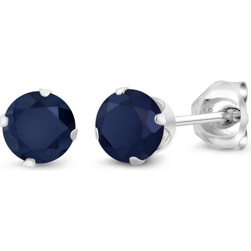 A & M A&m Round Cubic Zirconia Birthstone Stud Earrings In Saphhire