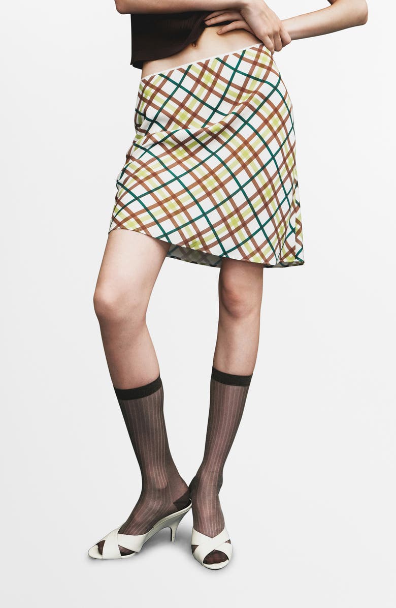 MANGO Checkered Skirt, Main, color, Off White