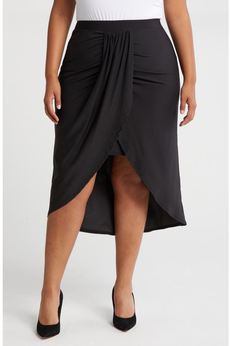 Draped Wrap Skirt, Main, color, BLACK