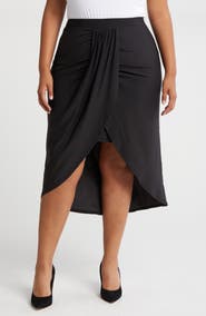 24seven Comfort Apparel Draped Wrap Skirt