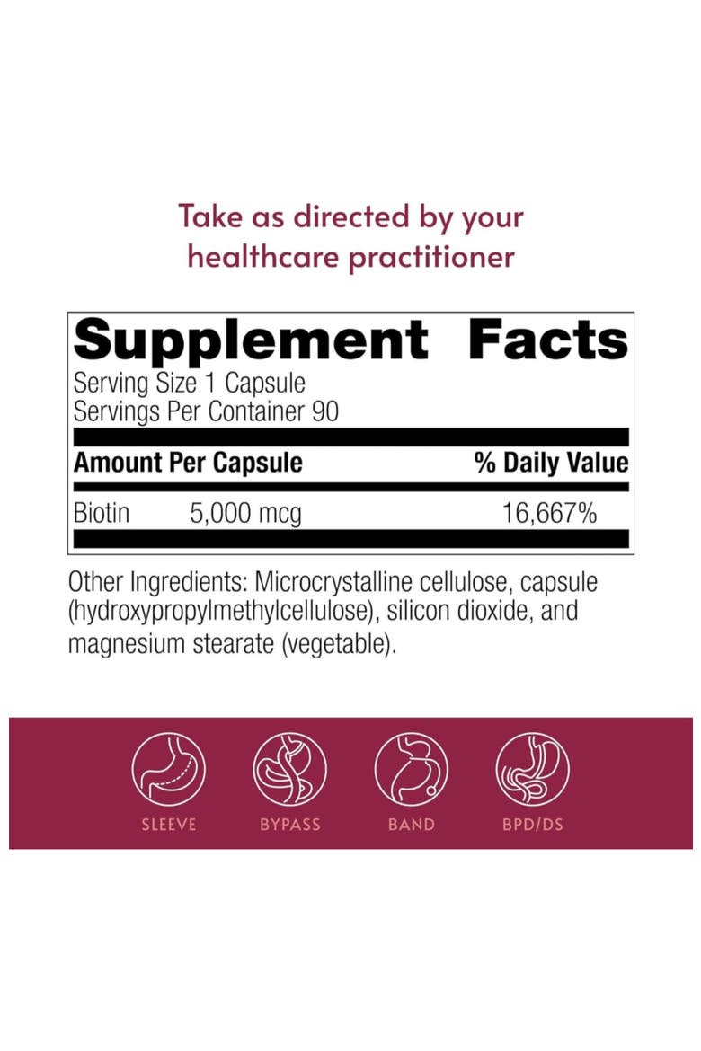 Biotin 5000 mcg High Potency Hair Skin Nails Supplement 90 Count, Alternate, color, None