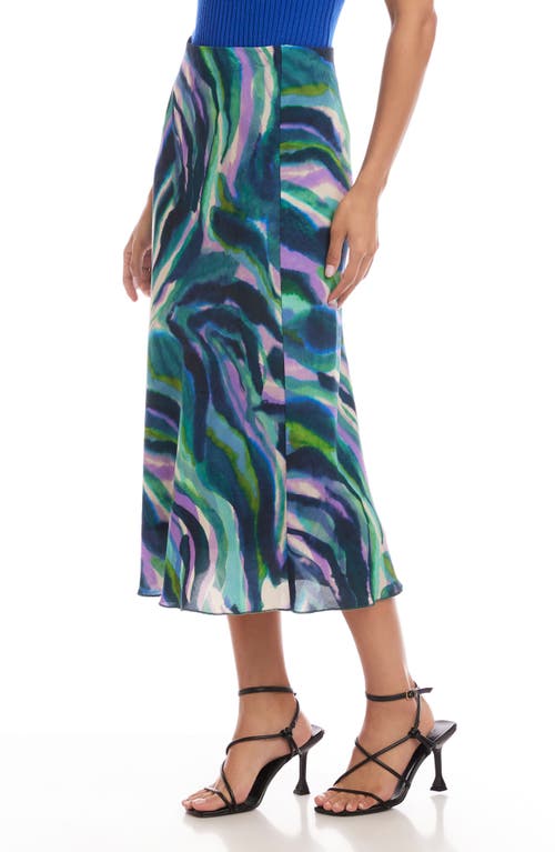 Karen Kane Watercolor Print Bias Cut Midi Skirt In Animal Print