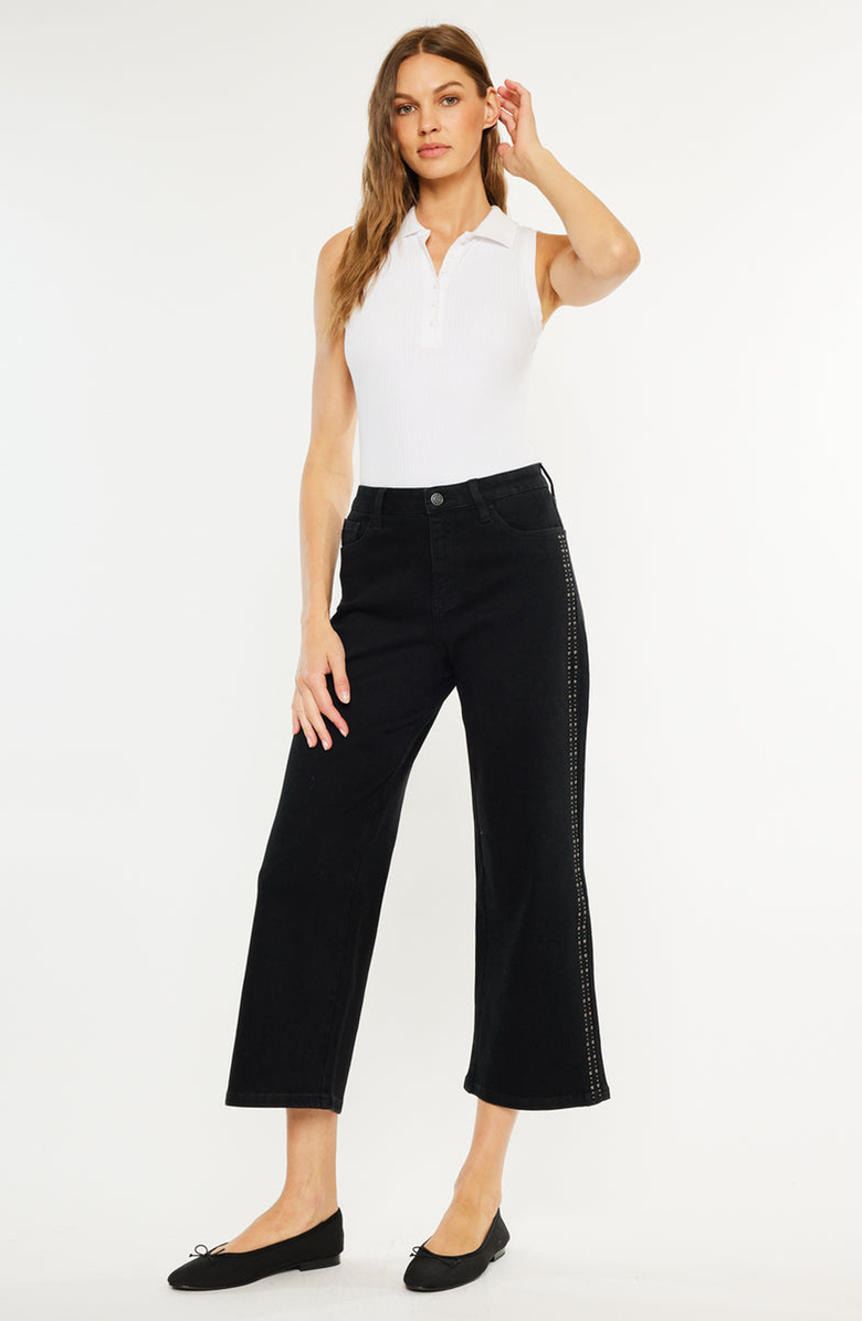 KanCan Sterling High Rise Crop Wide Leg Jeans, Alternate, color, Black