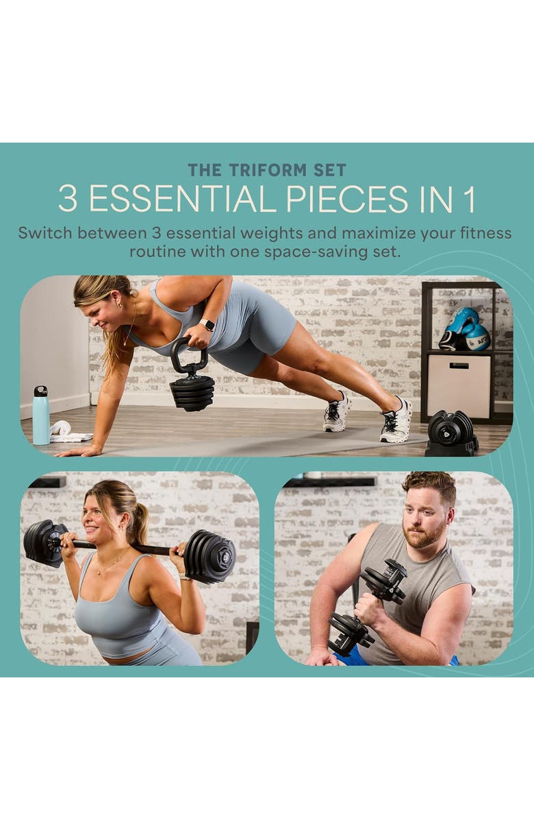 Lifepro Adjustable Dumbbell Set 25lb, 15lb, 43lb, 55lb Quick Adjust Strength Training Weights for Home Gym, Alternate, color, 43Lb 3In1