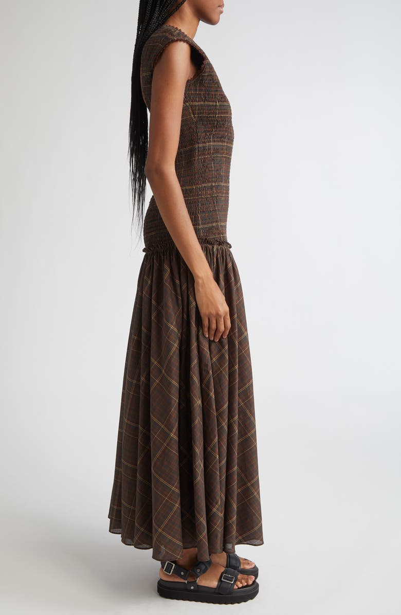 Siedrés Renes Plaid Cutout Cotton Voile Dress, Alternate, color, Brown Multi