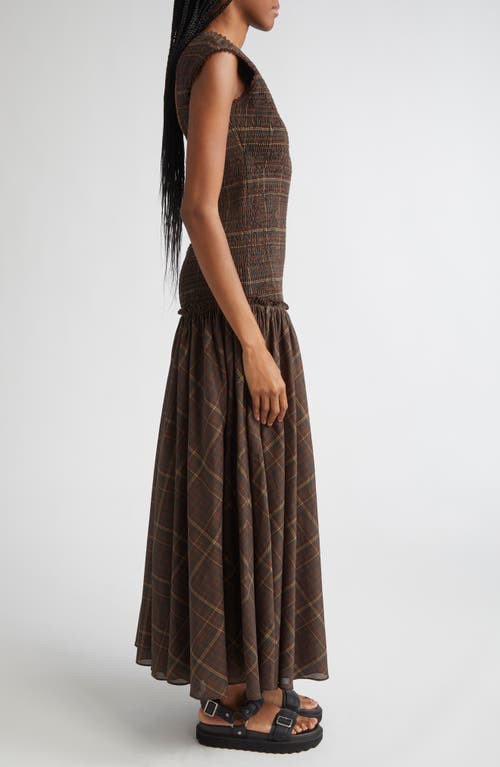 Siedres Renes Smocked Cotton Maxi Dress In Brown