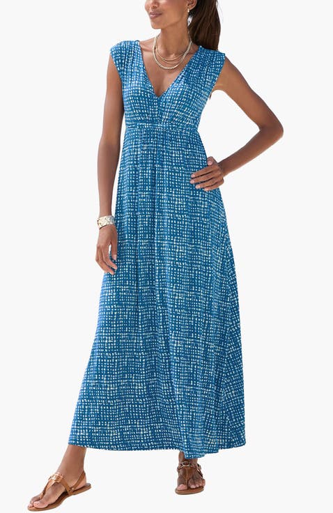 Women's Print V-Neck Maxi Dress