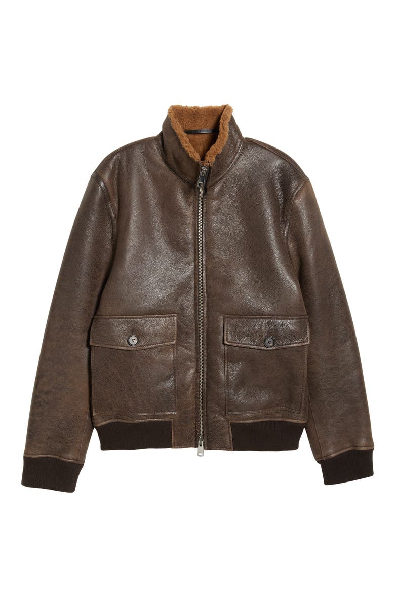 Peveral Genuine Shearling Lined Leather Jacket, Alternate, color, BROWN
