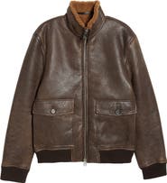 Reiss Peveral Genuine Shearling Lined Leather Jacket