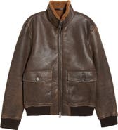 Reiss Peveral Genuine Shearling Lined Leather Jacket