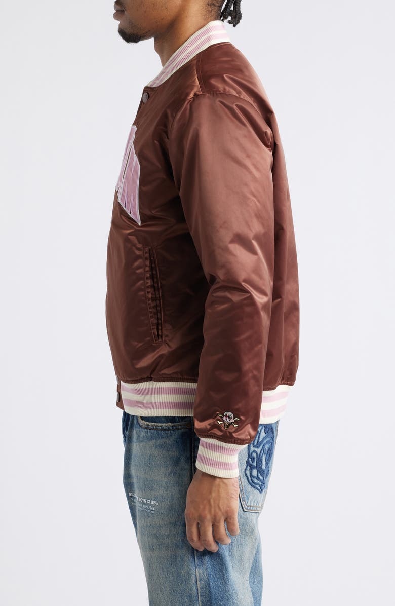 ICECREAM University Satin Graphic Snap-Up Jacket, Alternate, color, Brunette